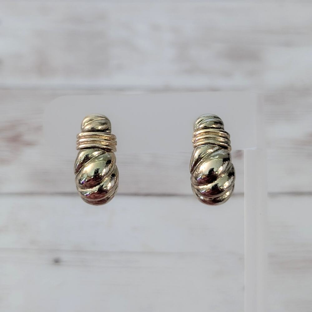 Vintage Clip On Earrings Unusual Chunky Retro Statement Earrings